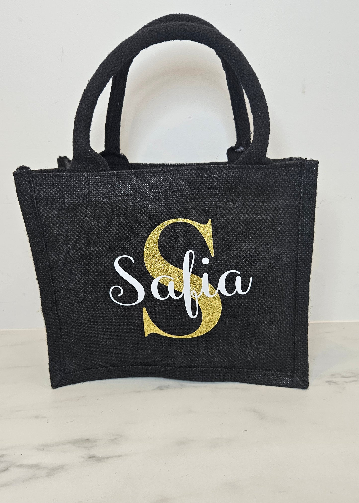 Sac en jute noir petit format
