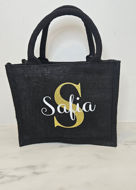 Sac en jute noir petit format