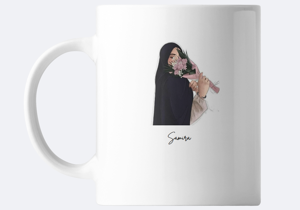 Mug femme avec bouquet